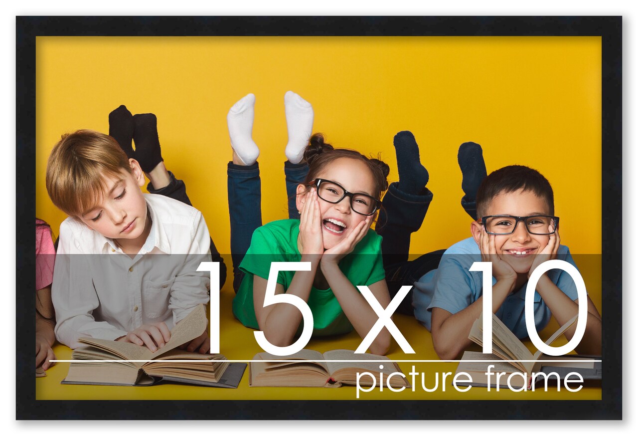 15x10 Solid Wood Picture Frame with UV-Resistant Acrylic & Acid-Free Backing, Available in 6 Finishes: Matte Black, Matte White, Metallic Bronze, Silver, Natural Wood Grain & Mahogany